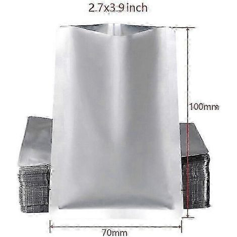 100 Stück silberne Vakuumierbeutel aus Aluminiumfolie (Mylar) – Aufbewahrungsbeutel für Zuhause und Küche, ideal zum Frischhalten von Lebensmitteln wie Nüssen.-100Pcs-7x10cm