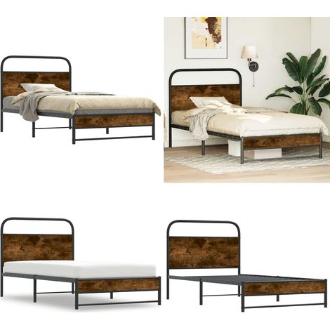 vidaXL Bettgestell ohne Matratze 107x203 cm Räuchereiche Holzwerkstoff (1/5)