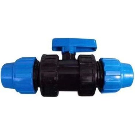 Connettore a 2 pezzi per tubi dell'acqua, raccordo a morsetto per tubi in PE, 25 mm (blu) (1/3)
