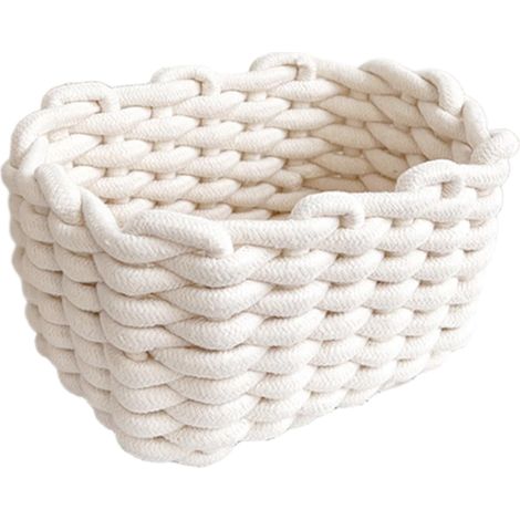 Cesta de almacenamiento de algodón blanco, cambiador para bebés, baño/habitación infantil. (1/4)