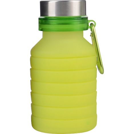 Bouteille d'eau pliable en silicone réutilisable pour voyage, gym, camping, randonnée, portable, anti-fuite, pour le sport, verte (1/4)