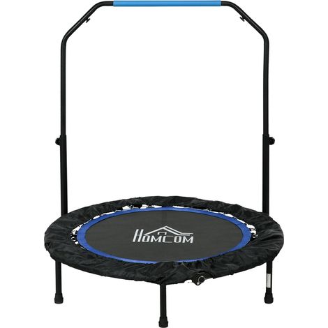 Fitnesstrampolin, Belastbarkeit 100 kg, Ø102x123H cm, faltbar, mit höhenverstellbar Haltegriff, LCD-Monitor, robust Stahlrahmen, Blau