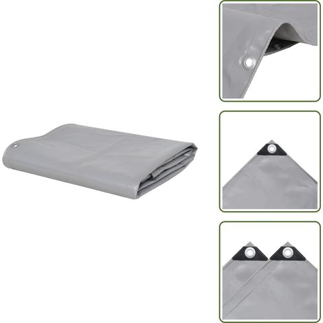 Bâche 650 g / m² 4x8 m Gris - Couverture Extérieure - Bâche Imperméable - Bâche Résistante - Bâche Polyester - Bâche 4x8 Mètres