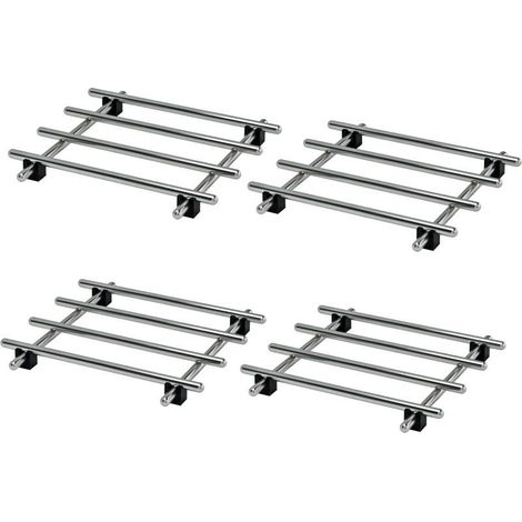 Lot de 4 dessous de plat en acier inoxydable, dessous de plat légers en métal pour casseroles et poêles chaudes, pour le refroidissement du comptoir, 18 x 18 cm (1/4)