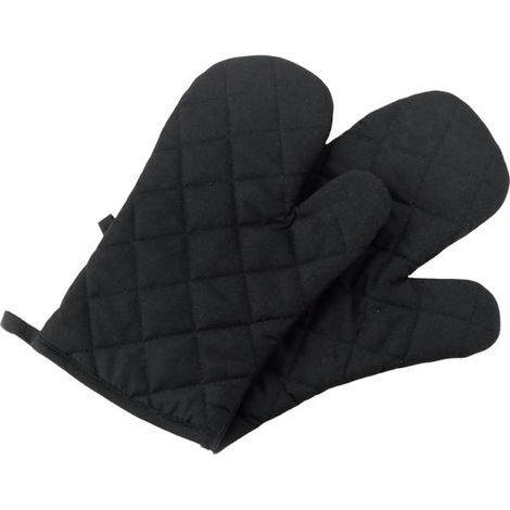 Gants de cuisine - Protection thermique - Coton extra épais - Lot de 2 - Noir (1/5)