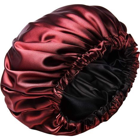 Femme Bonnet Satin Cheveux Nuit Lot Bonnets De Satin Large Avec élastique Bonnet Cheveux Nuit-rouge vin (1/5)