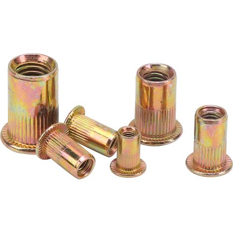 Jeu de 165 écrous à tête plate filetés en acier au carbone M3 M4 M5 M6 M8, rivets de fixation (1/5)
