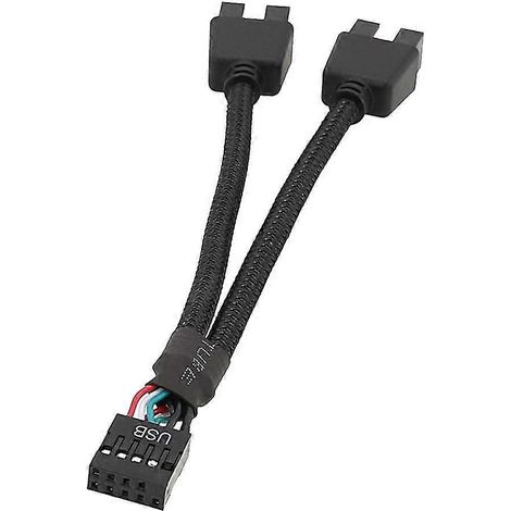 Adaptateur de câble d'extension répartiteur USB 9 broches pour carte mère (1 vers 2) (1/5)