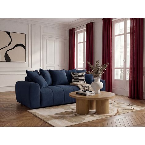 BOBOCHIC - Canapé 3 places convertible ROXELANE tissu chiné Bleu foncé (1/5)