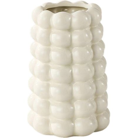 Unique luxury ceramic flower vase with drainage hole, ceramic bubble vase for living room or dining table, Cream White (1/5)