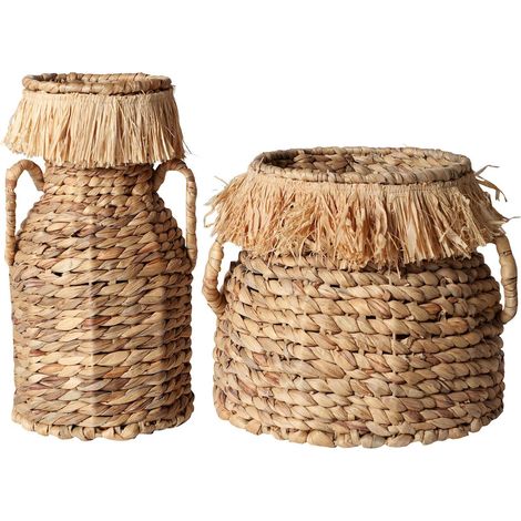 Panier Boho Chic en Fibre Naturelle - Beige naturel tressé chic et épuré (1/5)