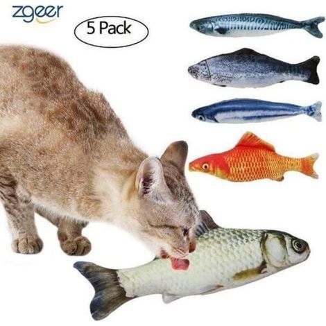 Katzenspielzeug – MARSEE – 5 Plüschfische – Katzenminze – 20 cm – Für drinnen (1/4)