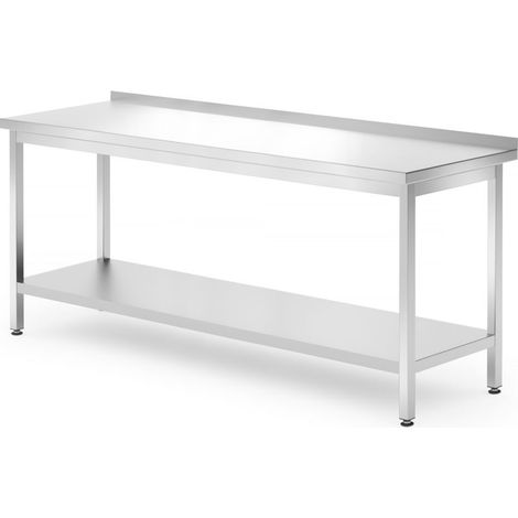 HENDI Wandtisch mit Ablage – verschraubt, Tiefe 700 mm, Kitchen Line, 1800x700x(H)850mm