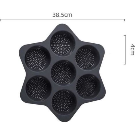 Moule Pain Hamburger en Silicone Rond,Plaque à Petits Pains avec Revêtement Antiadhésif,7 Cavités Perforées,Pour Pain, wj (1/4)