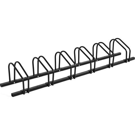 GOPLUS Râtelier Familial pour Vélo, Support de Vélo avec 4 Places de Rangement pour Parc et Magasins, Porte-Vélos Idéal pour VTT, Noir (1/5)