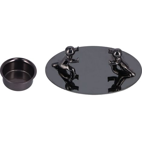 Porte-bougie en acier inoxydable, bougeoir romantique, ornement pour la décoration intérieure, noir (1/5)