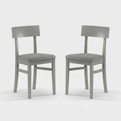 Set 2 sedie legno laccato seduta similpelle cucina Zaira - Grigio chiaro (1/5)