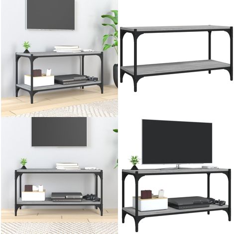 Meuble TV Sonoma gris 80x33x41 cm Bois d'ingénierie et acier - Meubles Tv - Meuble Tv Industriel - Meuble Tv Moderne - Rangement Tv - Support Tv - Home & Living (1/5)