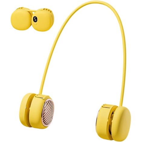 Ventiladores de cuello，Ventilador portátil flexible de 5 velocidades silenciosas con pantalla LED，Ventilador de cuello recargable (1/5)