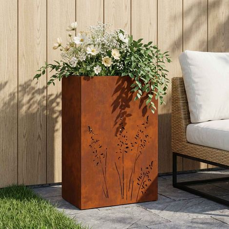 Cache-pot de jardin Rouillé 50 x 30 x 75 cm Acier patiné (1/5)