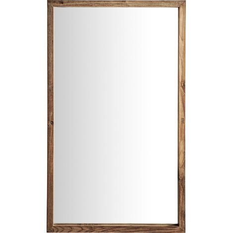 Miroir rustique en bois de teck - brun clair et miroir (1/5)