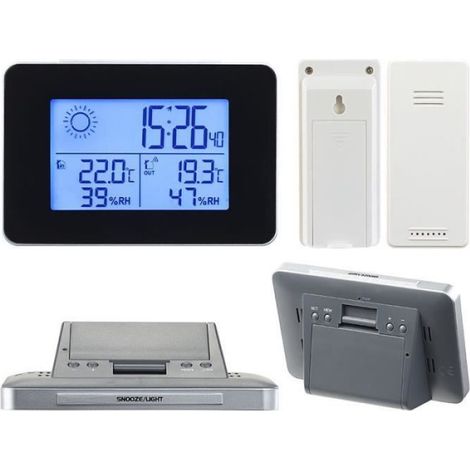 Station météo & horloge radio-pilotée avec capteur extérieur sans fil (1/2)