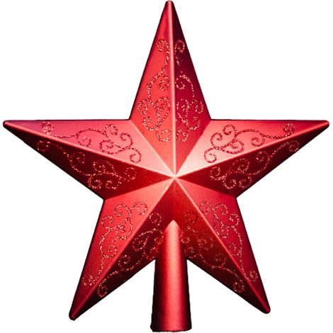 Deco Pointe de Sapin de Noël, en Plastique, Moderne, pour Pointe de Sapin, Rouge, avec Paillettes, 20 x 19 cm (1/5)