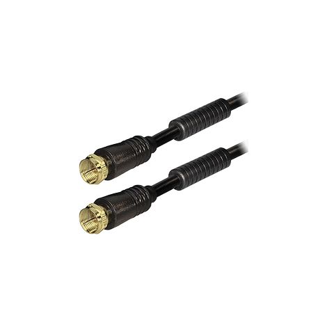 Cable de conexión F – Conector recto – Conectores F recto Extremadamente Baja Pérdida con absorber ferrita 2,5 m (1/2)