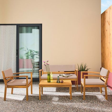 Salon de jardin bois d'acacia 4 places marron - Komoda (1/5)