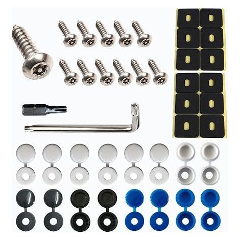Kit de Fixation de vis antivol pour Plaque d'immatriculation de Voiture M5 en Acier Inoxydable avec Capuchons de Protection, Rivet Plaque Immatriculation pour Voitures, Motos et camions (1/5)