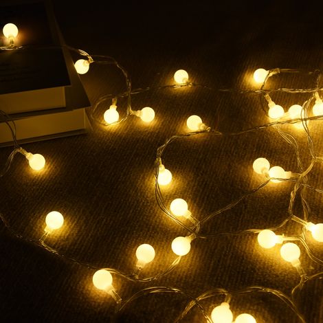 Guirlande lumineuse, Boule, blanc chaud, 100LED(10m), Décoration pour intérieur et extérieur,  Extensible [Classe énergétique A+++] (1/2)