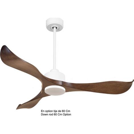 Modulo Ventilateur de plafond DC sans lumière blanc pales couleur bois ideal 25 à 40 m² KLDC4SlimP2Wo