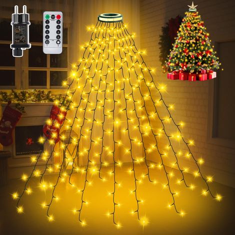 Guirlande Lumineuse Sapin de Noel avec Anneau Lumineux, 320 LED Guirlande Lumineuse Sapin 2.5m x 12 avec 8 Modes, étanche IP44,pour Exterieure, Intérieur, Décoration Noël(Blanc Chaud) (1/5)