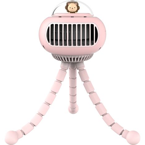 Ventilateur de poussette portable oscillant avec grille étroite pour bébé, silencieux et rechargeable, mini ventilateur portable flexible pour poussette, berceau, bureau (rose) (1/5)