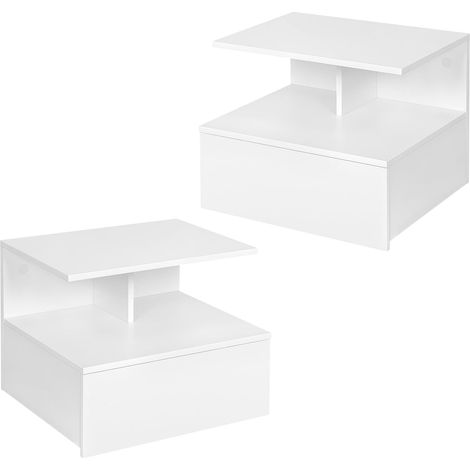 WOLTU suite 2 mesitas de noche colgantes. Mesita de noche del dormitorio. con 1 cajón y 1 compartimento abierto. Pared fija. Armarios de dormitorio modernos. Madera 40x35x31 cm. Blanco (1/5)