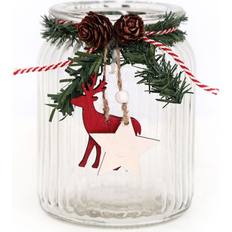 Photophore de Noël 1 bougie en verre FOREST TRADI