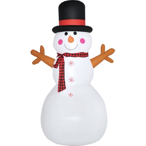 HOMCOM Weihnachten aufblasbarer Schneemann 1,82 m Weihnachtsdekoration wetterfest LEDs Polyester 100 x 80 x 182 cm (1/5)