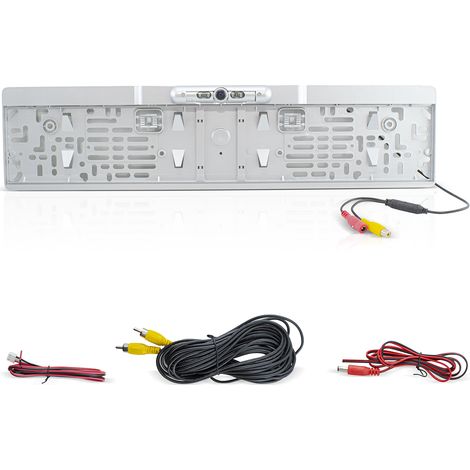 400463 Support plaque d'immatriculation avec caméra 4 LED pour caméra de recul  Couleur: Gris