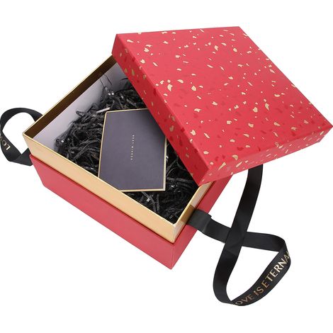 Coffret Cadeau Rangement Rouge Maquillage Rouge à Lèvres Carré Boîte Cosmétique Armoire Parfum Anniversaire Saint-Valentin Noël Lot A (1/5)
