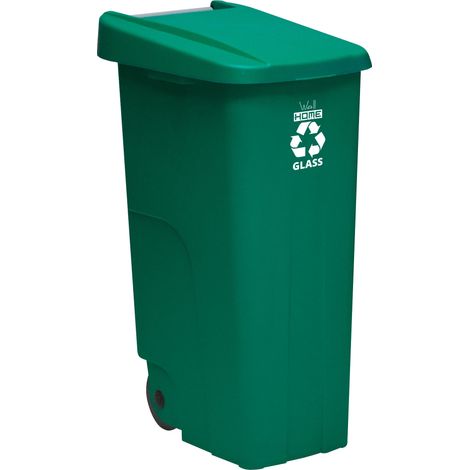 WellHome Contenedor de reciclaje 110L, cerrado con tapa y ruedas (1/5)