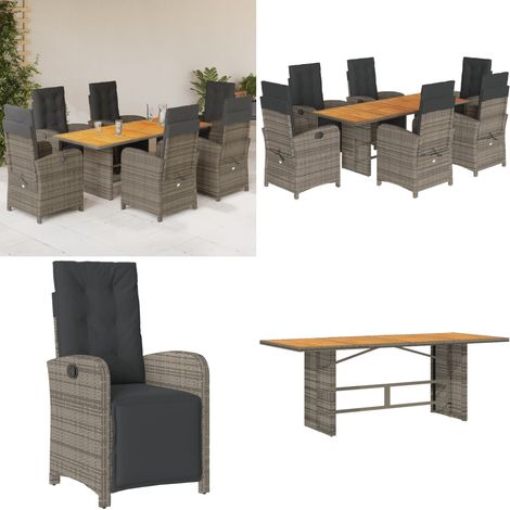 Ensemble à manger de jardin et coussins 7 pcs gris rotin - Chaises de jardin - Table de jardin (1/5)