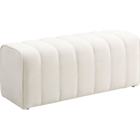 Banc moderne de chambre en bois rembourré, crème blanc, 110 x 40 x 44 cm (1/5)