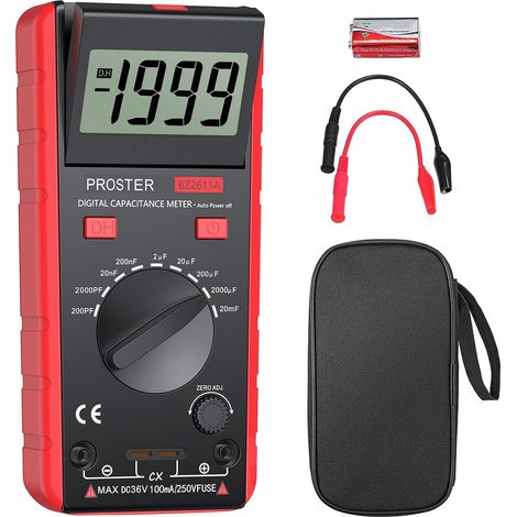 Proster Capacimètre pour Condensateur avec Grand Écran Réversible Numérique Testeur Condensateur LCD Compteur Capacité Numérique LCR Mètre Affichage Max 1999 (1/5)
