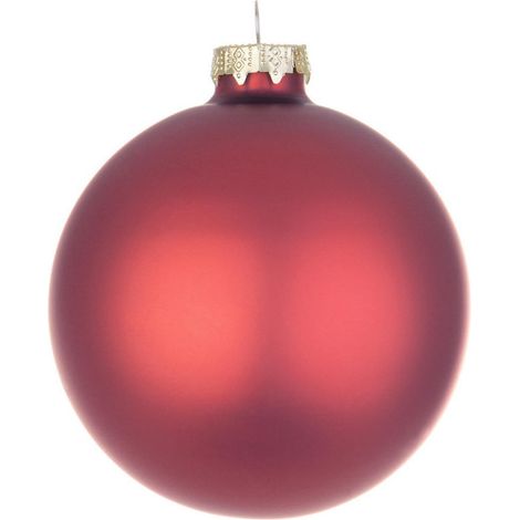 Palline per albero di Natale, sfera vetro rosso lava opaco -6 cm- 6 sfere