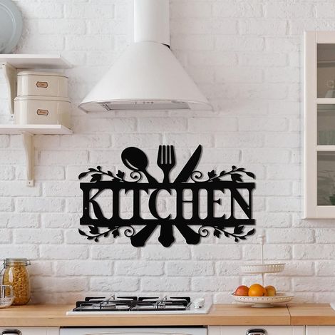 Plaque de cuisine en métal, décoration murale de cuisine, style rustique. (1/5)