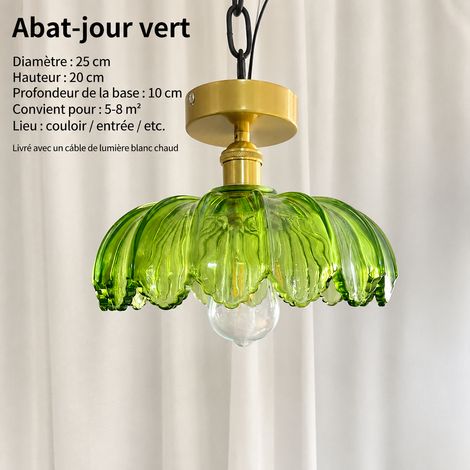 Plafonnier Rétro Vintage Verre et Cuivre Éclairage LED Lumière Chaude Restaurant Café modèle plafonnier tout en cuivre vert 3 kg – Livraison gratuite
