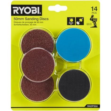 Lot de 14 disques de ponçage RYOBI pour polisseuse RDP18 - RADPS50