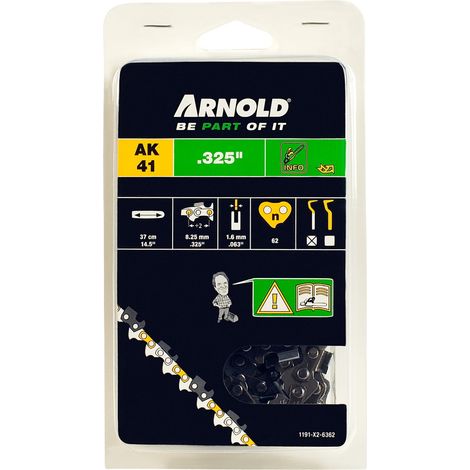 ARNOLD Chaîne de tronçonneuse 325"/1,6 mm - 62 maillons d’entraineurs - gouges demi-rondes