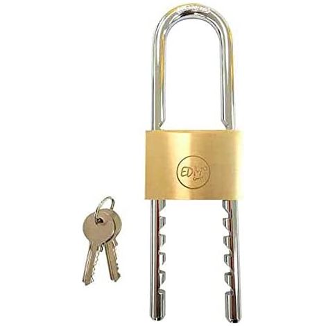Vorhängeschloss EDM verstellbar 50 bis 135 mm gold mit 2 Schlüsseln (1/2)