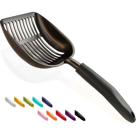 Katzenstreuschaufel Siebschaufel Aluminium Griff Groß 06 Schwarz (1/5)